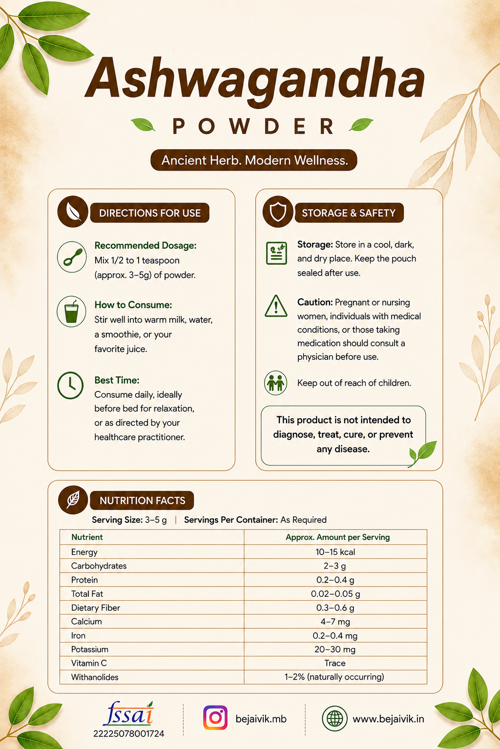 Organic Ashwagandha Powder